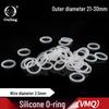 White Silicone O-Ring with a 21-30mm Outer Diameter and 2.5mm Cross-Section.