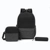 Unisex Plaid Nylon Backpack Set with Shoulder Bag and Pencil Case School Bag