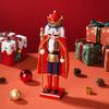 38CM Wooden King Nutcracker Soldier Pure handcrafted Christmas Statue Home Office Table Decorations celebrations Decor Display