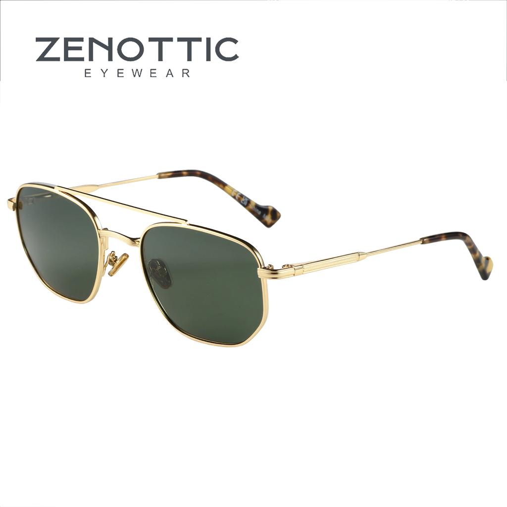 ZENOTTIC 2025 Fashion Hexagonal Geometry Polarized Sunglasses Unsiex Polygon Metal Shade Pilot Sun Glasses ZS1210
