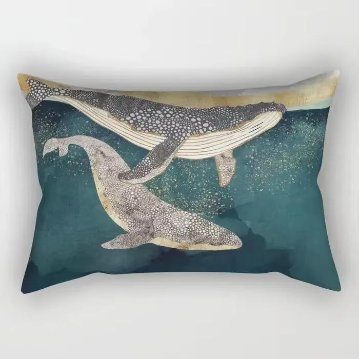 30X50cm Watercolor Stripe Chinese Style Pattern Printing Decorative Living Room Home Furnishing Polyester Rectangular Pillowcase