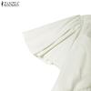 ZANZEA Women Casual V-Neck Summer Short Sleeve Long Dress