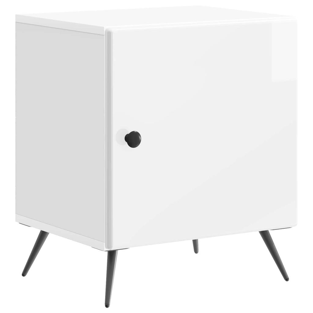 Nightstand High Gloss White 43 x 34.5 x 50 cm Particleboard