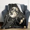 1pc Moon Saturn Print Blanket   Lightweight Flannel Throw Blanket For Sofa, Bed, Living Room, Office, Outdoor Travel, Camping