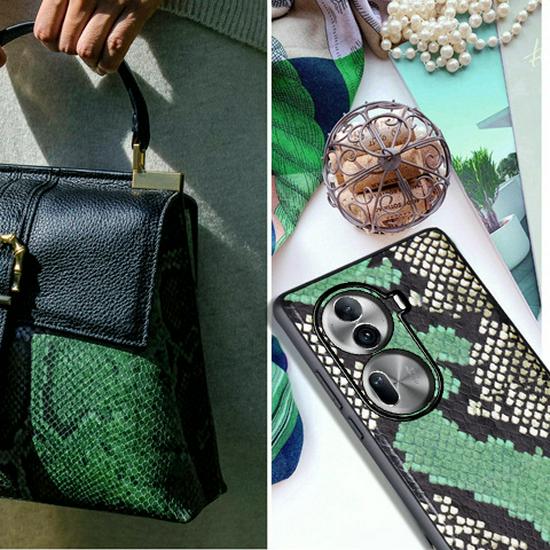 Genuine Leather Protective Cover with Cowhide Python Skin Pattern for OPPO Reno8 Pro Mobile Phone.