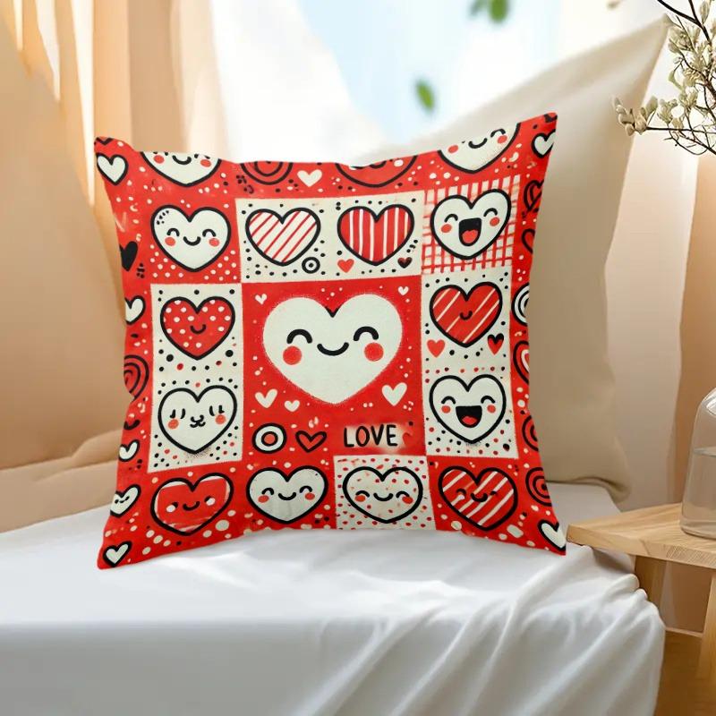 Очаровательная красная счастливая сердце декоративная наволочка 40x40cm/16x16inch
