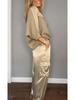2024 European & American Women's Satin Half-Sleeve Top and Pants Set