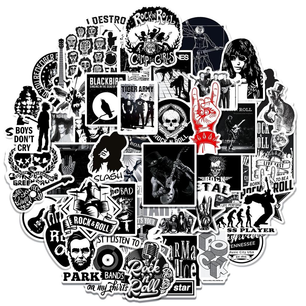10/50Pcs Metal Rock Sticker Retro Rock Band Stickers Rock and Roll Graffiti Stickerfor DIY Luggage Laptop Skateboard Motorcycle Bicycle Sticker