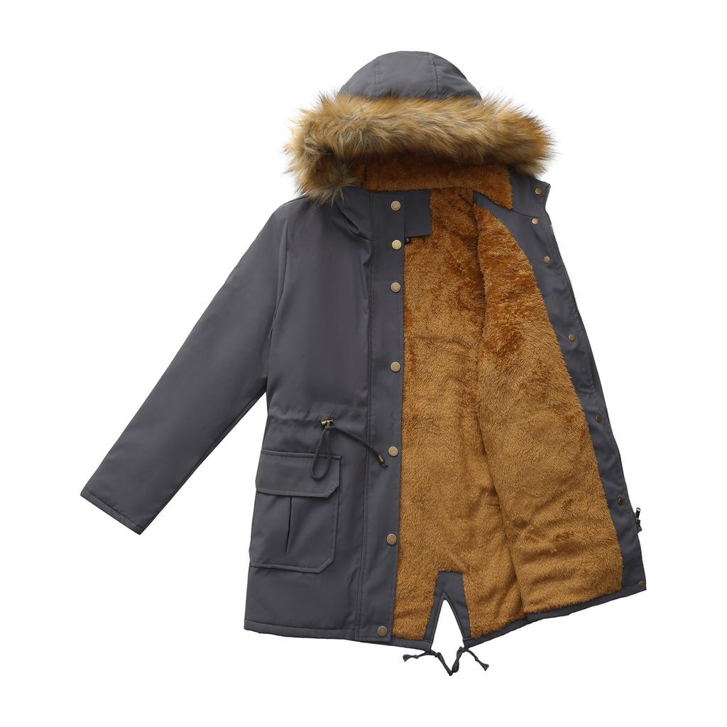 Women's Plush Hooded  Collar Winter Warm Coat Large Size Loose And Comfortable Cotton Jacket