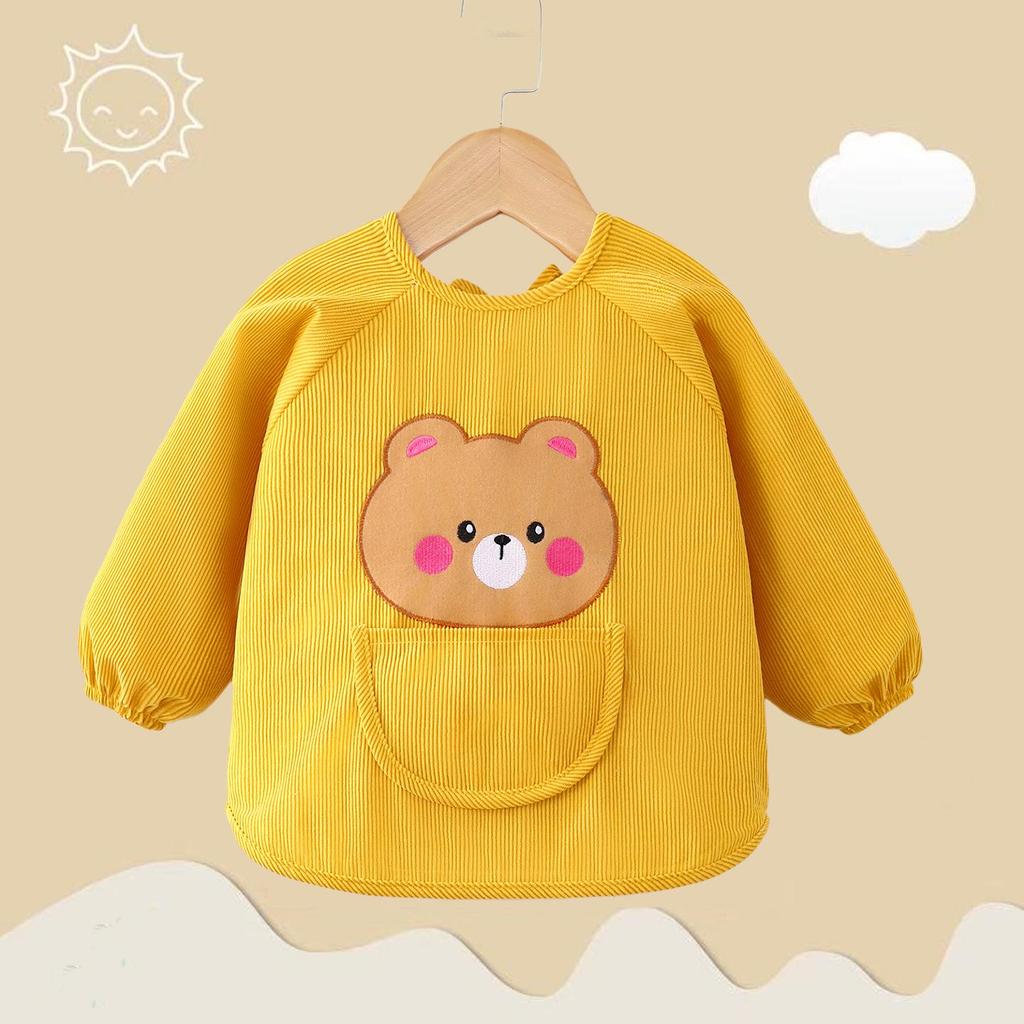 Waterproof Corduroy Baby Coveralls: Stain-Proof Unisex Autumn/Winter Eating Apron & Bib