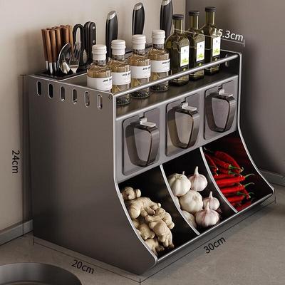 ZISIZ Wall-Mounted 3-Tier Stainless Steel Spice Rack