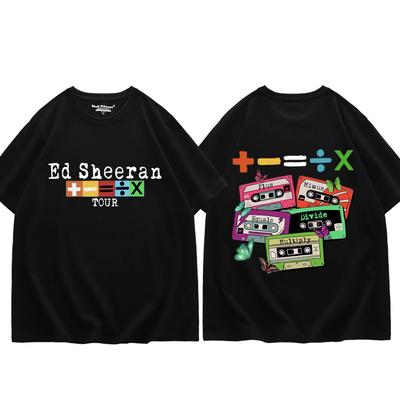 Camiseta de Merchandising da Ed Sheeran Mathematics Tour Harajuku Y2k Oversized Manga Curta Masculina Feminina Casual Respirável Top
