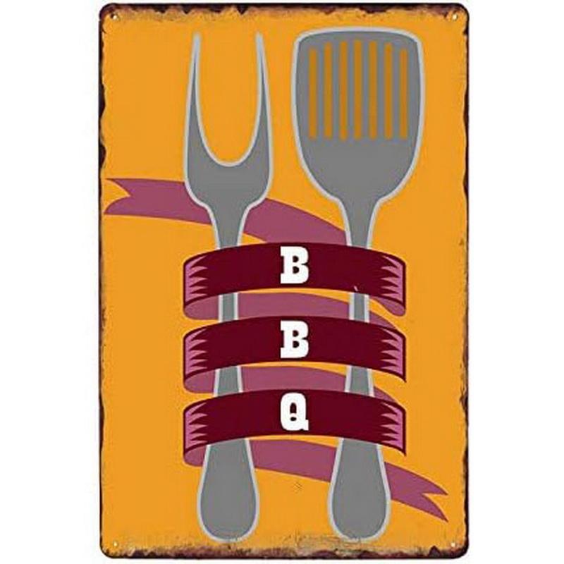 Metal Aluminum Signs BBQ Party Zone Wall Decoration Plaque Vintage Art Poster Iron Painting for Man Cave Home Cafe Garden Club