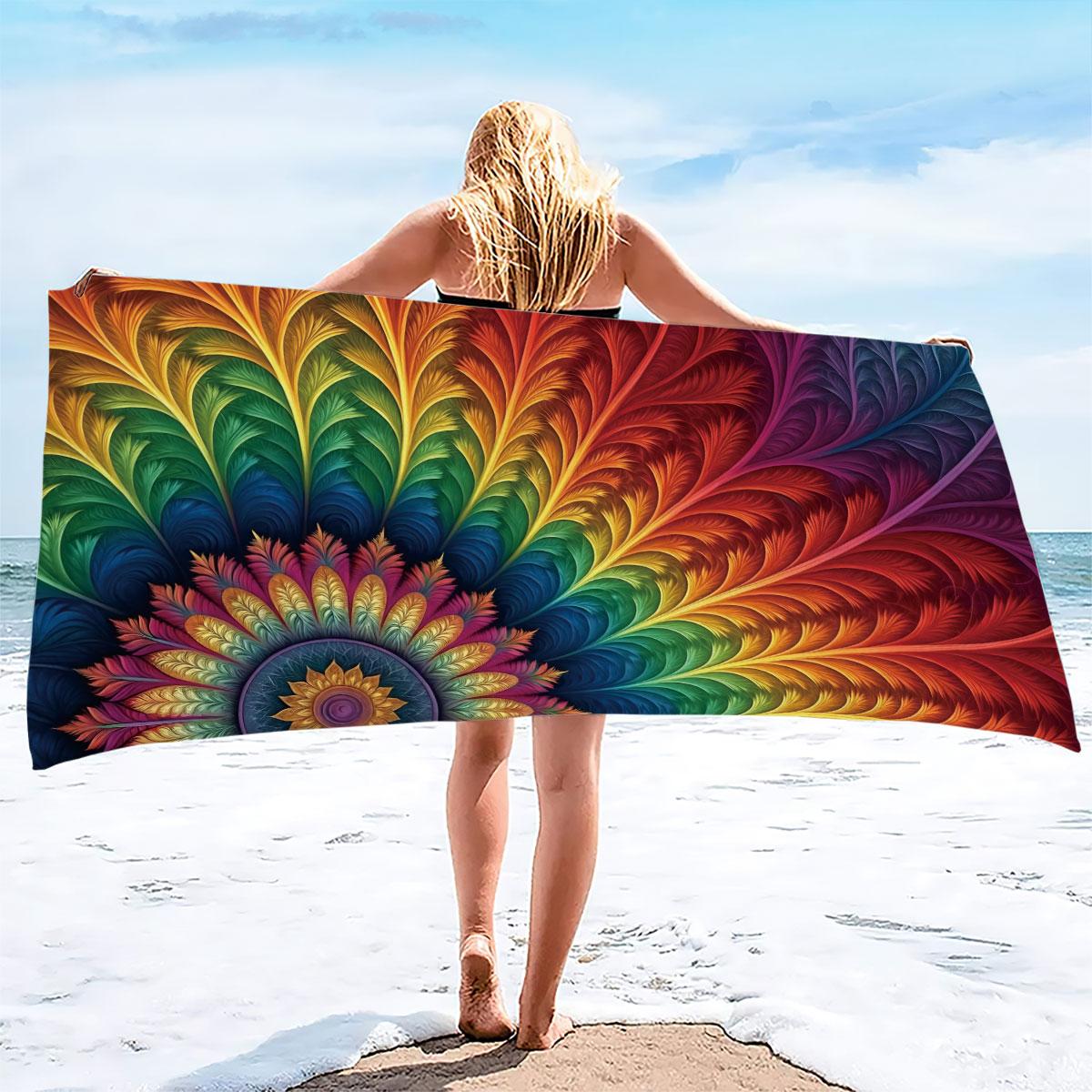 

1pc Mandala Flowers Print Towel Sports Quick-Drying Super Absorbent Camping Towel Lightweight Gym Swimming Yoga Beach Towel W30*H60(CM)