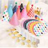 Pet Hats Polka Dot Birthday Party Hats Colorful Paper Birthday Hat Set DIY Handmade with Pom Poms Party Cone Hats Boy Girl Gifts