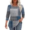 Women's Casual Loose Fit Top Three Quarter Sleeve Crew Neck Blouse Button Detail Lightweight Comfortable Fabric