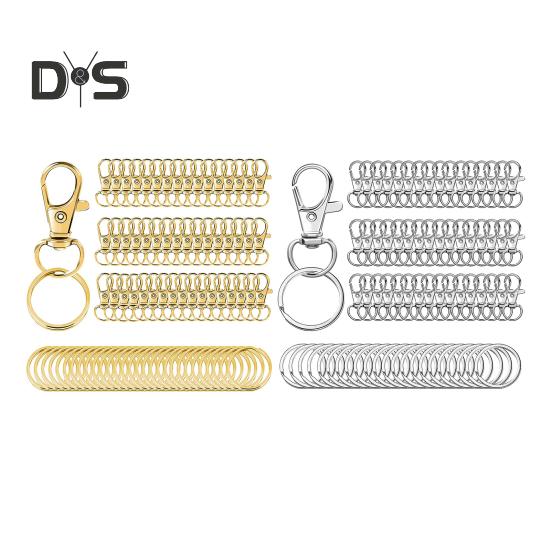 100Pcs/Set Key Chains Metal Lobster Claw Clasp with Key Rings Dog Collars Backpacks DIY Keychain Accessories