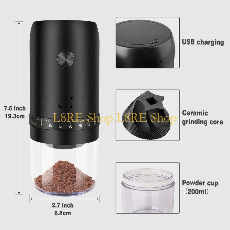 L8RE Portable Coffee Mill Coffee Grinder Rechargeable Grinding Machine Plastic Texture Suitable for Convenient Outdoor Use