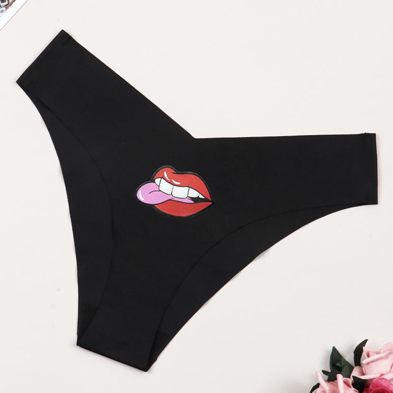 

Varsbaby Женские сексуальные тонкие трусы с принтом в виде рта XL чёрный