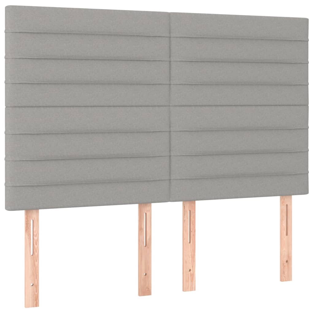 Box Spring Bed with Mattress & LED Lights Light Grey 140x190 cm Fabric
