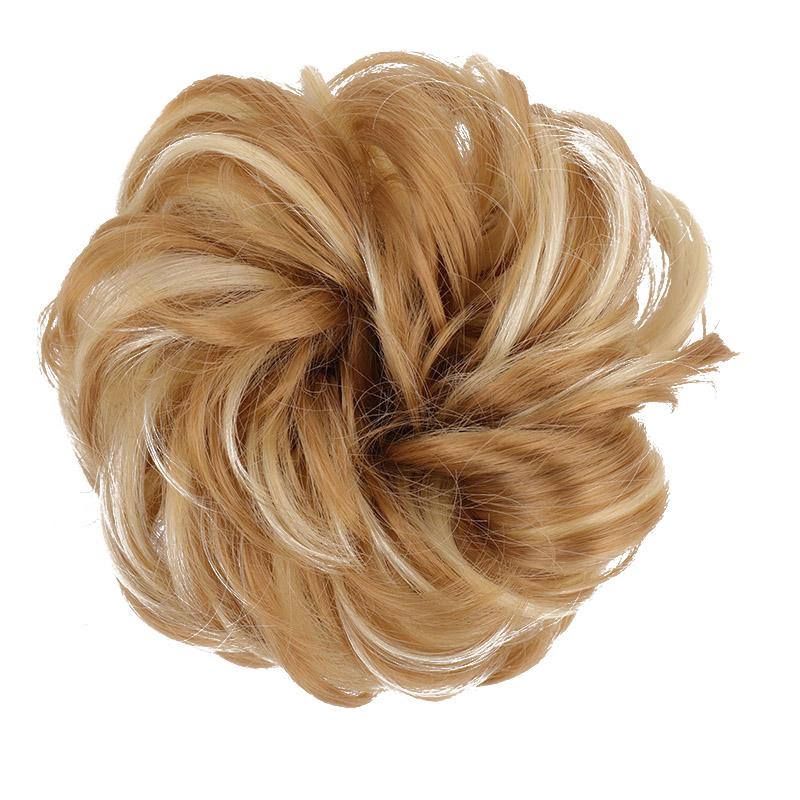 Messy Hair Bun Extensions Rubber Band Synthetic Hair Extension Curly Wavy Messy Synthetic Chignon Scrunchy Updo Hairpiece For Women Girls