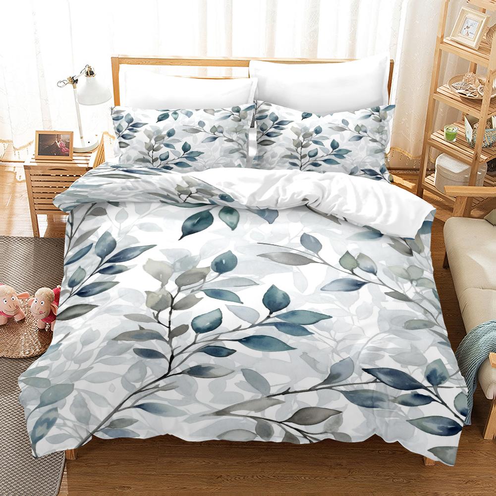Floral Style - Digital Printed Duvet Kit - Polyester - Bedroom Decor -1 Bed Cover +2 Pillowcase (no Pillow Core)