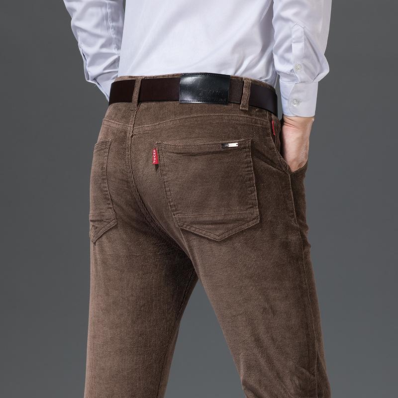 

Новые осенне-зимние мужские вельветовые повседневные эластичные свободные прямые брюки, деловые трендовые модные брюки больших размеров 36 темные хаки