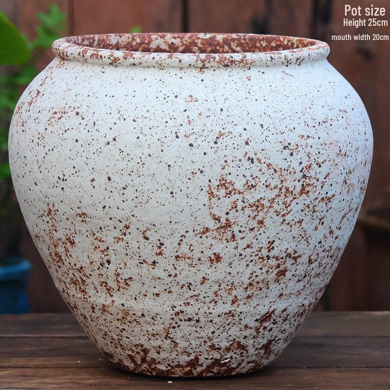 Handmade Coarse Pottery Flower Pot - Large Ceramic Jar for Bougainvillea & Hydrangeas