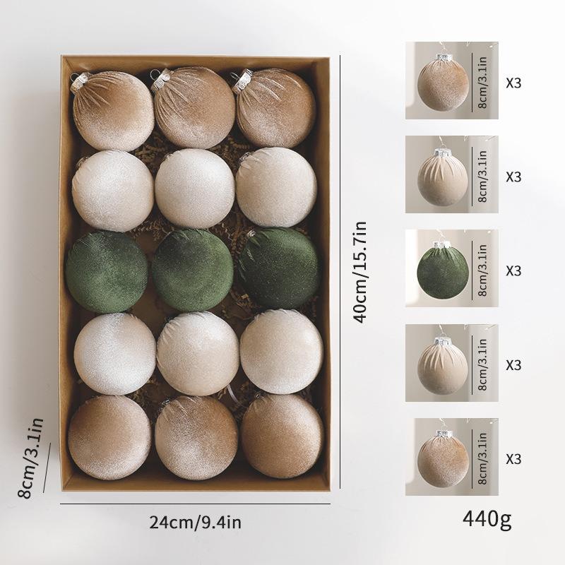 8cm Stoffbezogene Weihnachtskugeln Baumschmuck für Feiertagsdeko Heimparty Geschenk Dekorationen