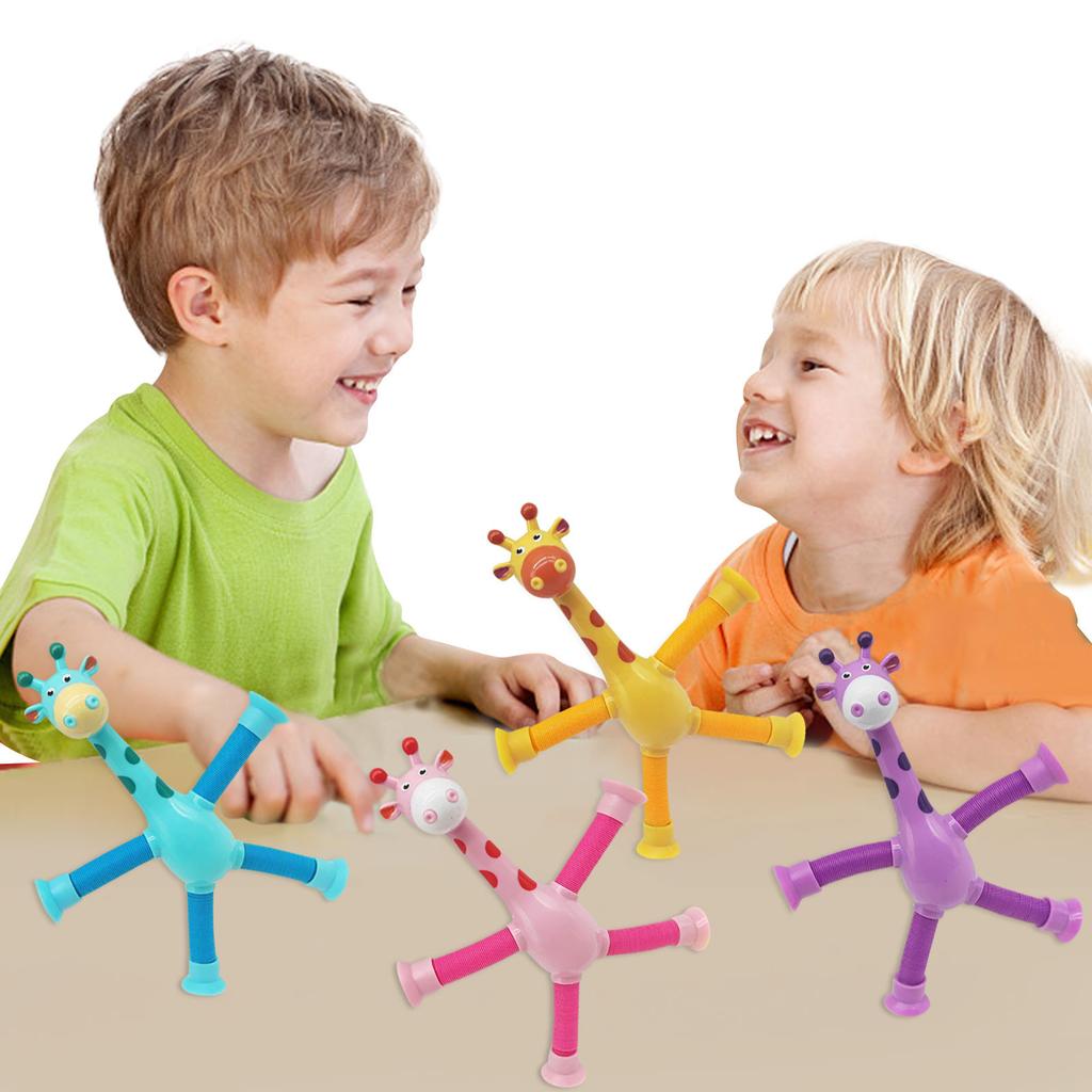Telescopic Suction Cup Giraffe Toy, Ever Changing Giraffe Educational Stress Relief Toy, Parent-Child Interactive Decompression Toy