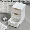 1PC Three-layer Drawer Storage Box, Pure White Simple Desktop Storage Box, Cosmetic Storage Box.