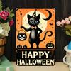 Tin Sign Happy Halloween Cat Witch Moon Pumpkin Vintage Metal Poster Wall Decor for Home Bar Pub Garage Halloween Party Gift R