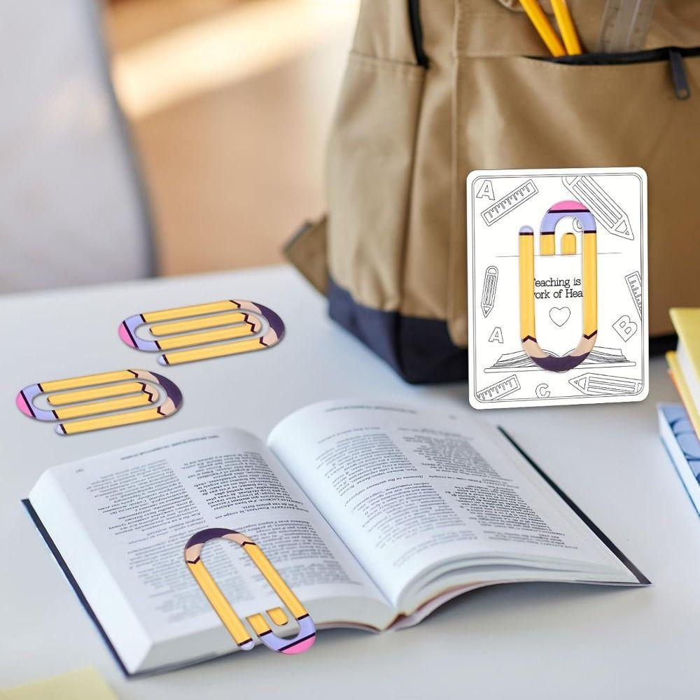 3Pcs/set Classroom Theme Paperclip Bookmark Creative Notebooks Paper Clips  Crafts Decors