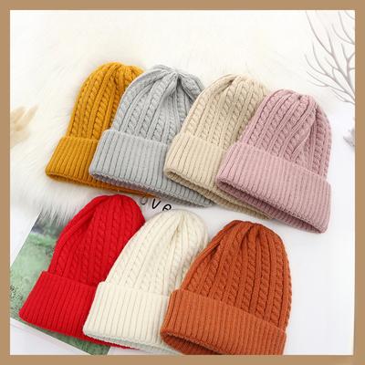 Winter Einfarbig Gestrickte Warme Mütze Gestrickte Damenmütze