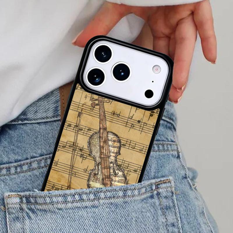 Musical Notes Violin Classical Phone Case for iPhone 17ProMax 12 13 14 15 16e 17 Pro Max Plus Air Cover