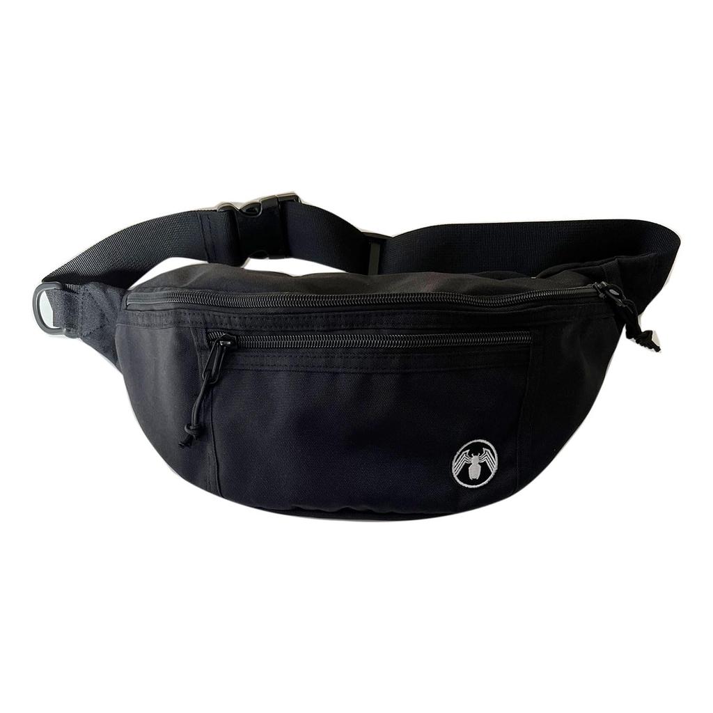 Small Planet Marvel Embroidered Body Bag with Venom Spider Icon, Black
