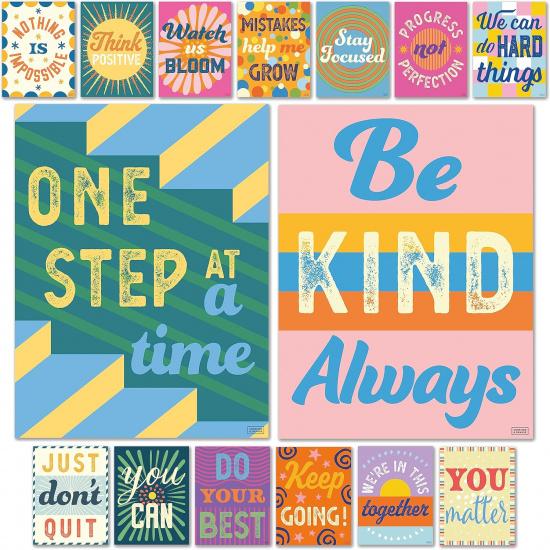 S&O Set of 15 Motivational Posters for Classroom - Study room Poster - pirational Teaching Zone Charts for High School - Motivating Prints for