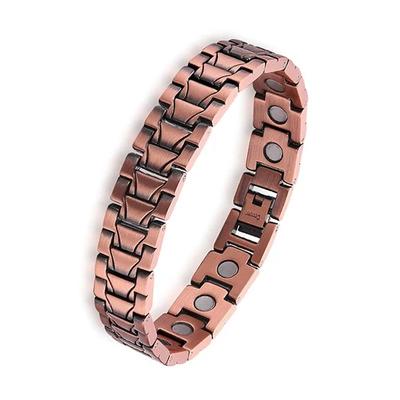 20CM Braccialetto Magnetico Rilassante per il Dolore Colore Rame Vintage per Uomo Terapia Magneti a Doppia Fila Catena a Maglie Gioielli da Uomo in Acciaio Inossidabile