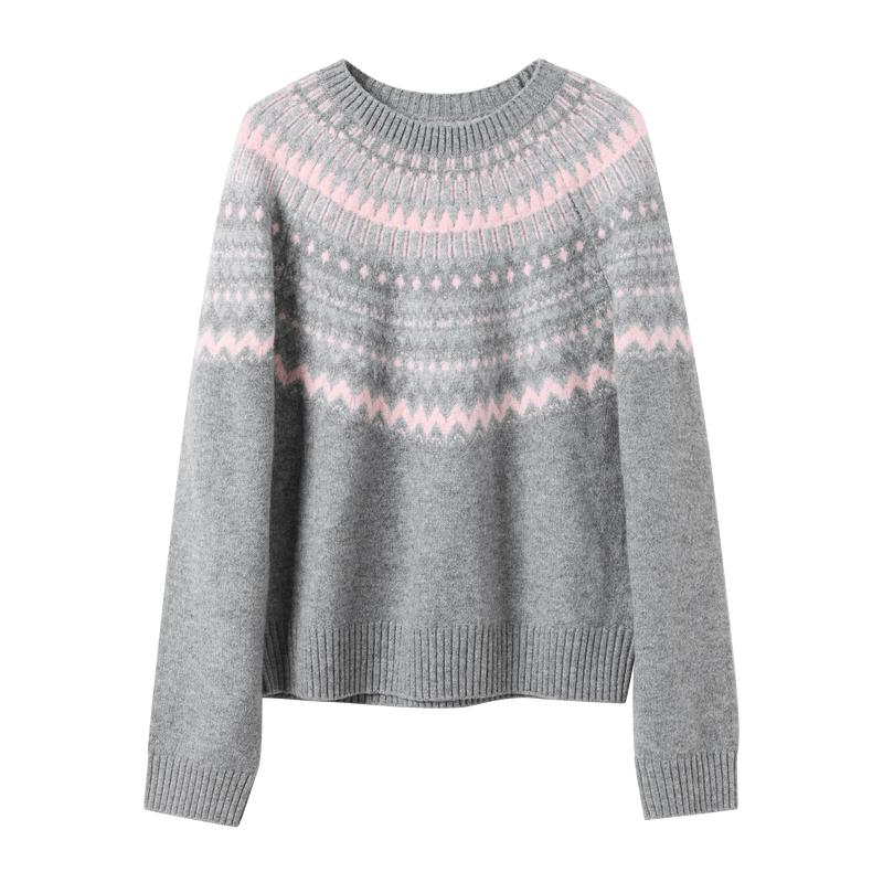 Sancai Women's Winter Fair Isle Knit Pullover