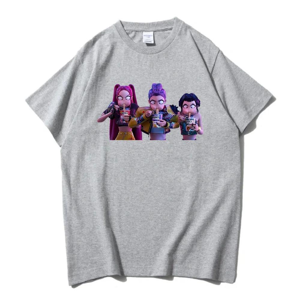 KPop Demon Hunter T-Shirt Summer Cotton Trend Loose T-Shirt Unisex Street Hip Hop Fashion Casual T-Shirt Oversized T-Shirt