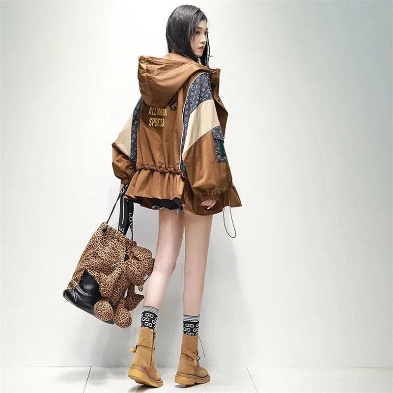 

Пальто женское средней длины, стиль весна-осень, модное, свободное и утягивающее, с капюшоном, стиль преодоления XXXL