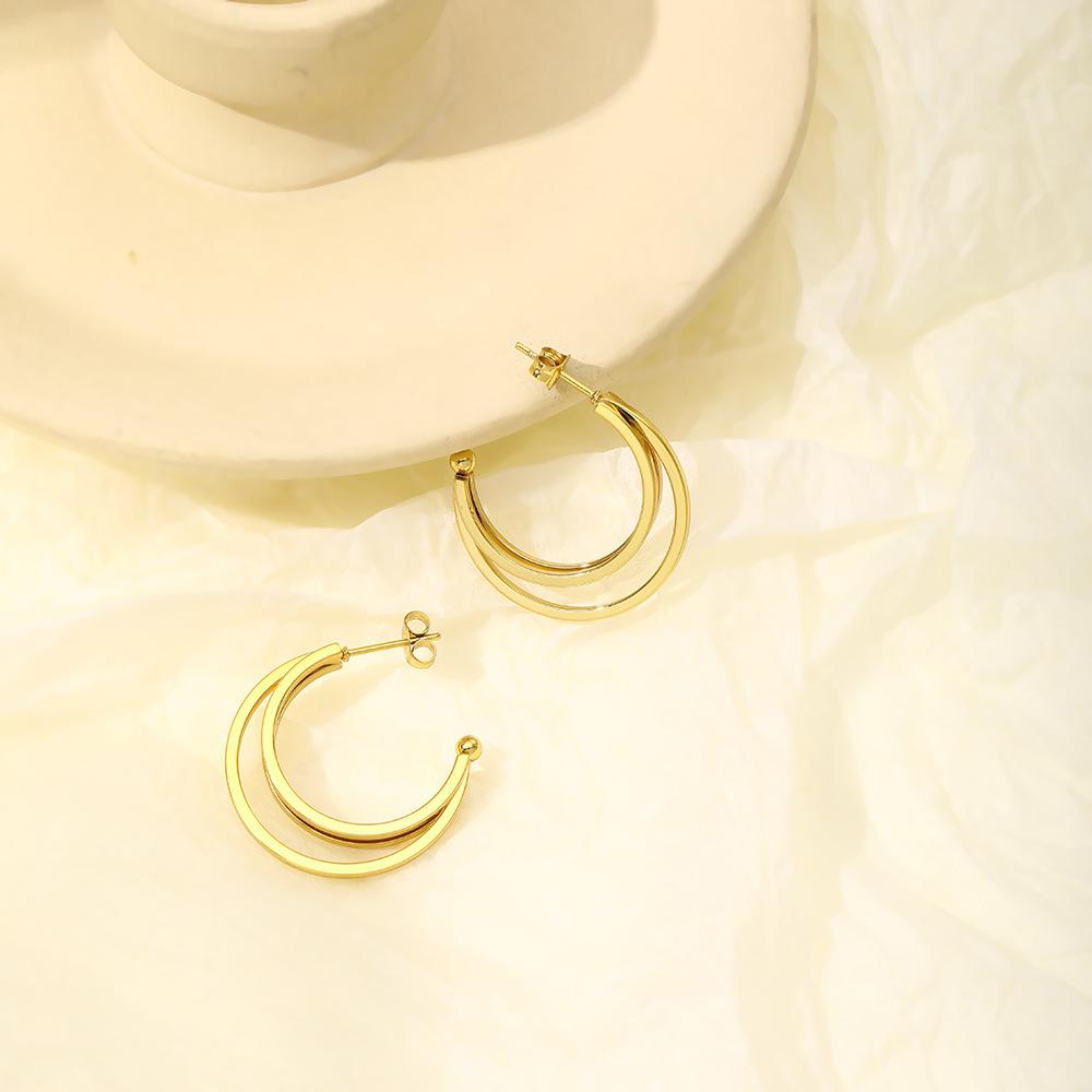 Fashion Personality Stainless Steel Stud Earrings High Light Luxury Square Geometric Earrings Femininity Niche Earrings