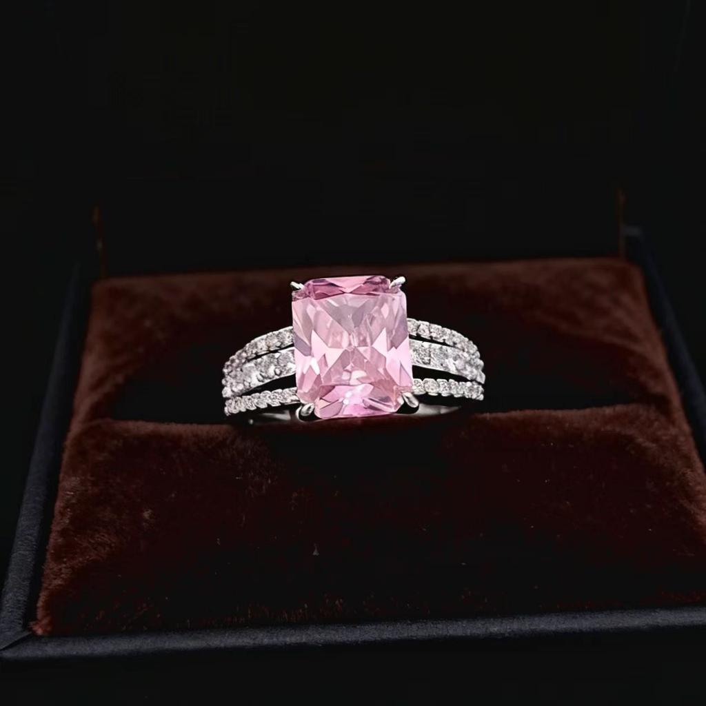 Sansheng Iii Square Damenring Simulation 8X10 Rechteck Amethystring Weiblichkeit Hochkarätiger Diamantring