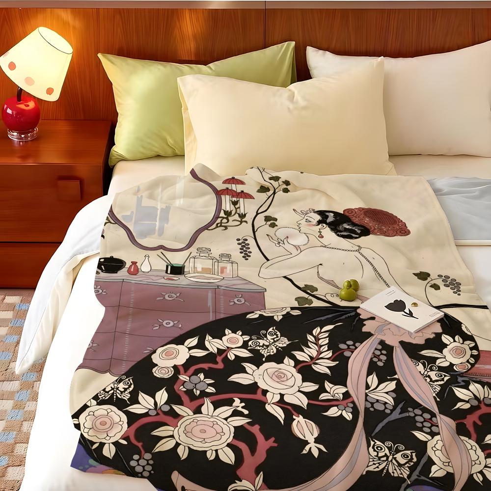 Artist G-George B-Barbier Throw Flannel Throw Blanket, Lightweight Cozy, Durable Washable cute Cool