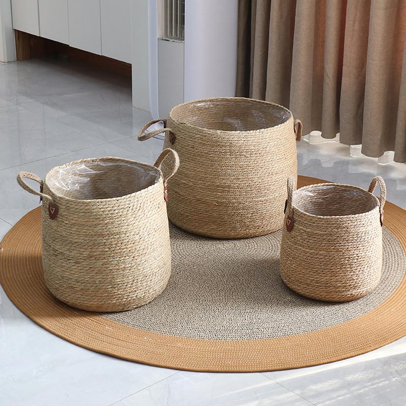 Woven Grass Planter Pot With Breathable Design For Living Room Decor Large Size