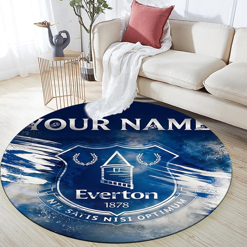 Custom Name,Everton FC pattern round rug,Carpet Rug for Living Room Bedroom Playroom ,Non-slip Floor Mat,Holiday Gifts and Birthday Gifts.