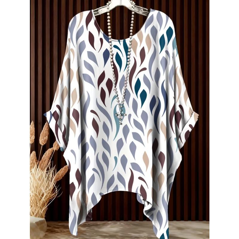 2026 Camiseta de Manga Corta Irregular de Moda con Estampado Floral Vintage para Mujer Ropa de Mujer Holgada y Casual Top Oversize
