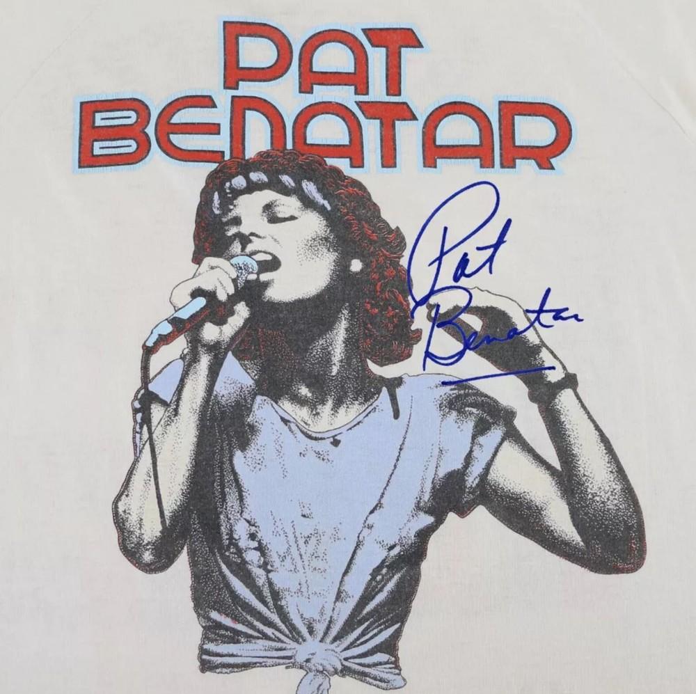 VTG Pat Benatar signed Men T-shirt White Unisex All Sizes Unisex T-Shirt XXXXL