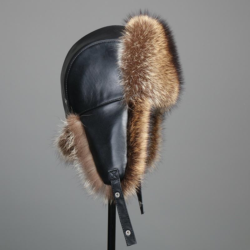 Pălărie de blană naturală din piele naturală 100% pentru femei, blană de vulpe argintie naturală, pălării pufoase Ushanka, iarnă, urechi groase, calde, șapcă bomber de modă