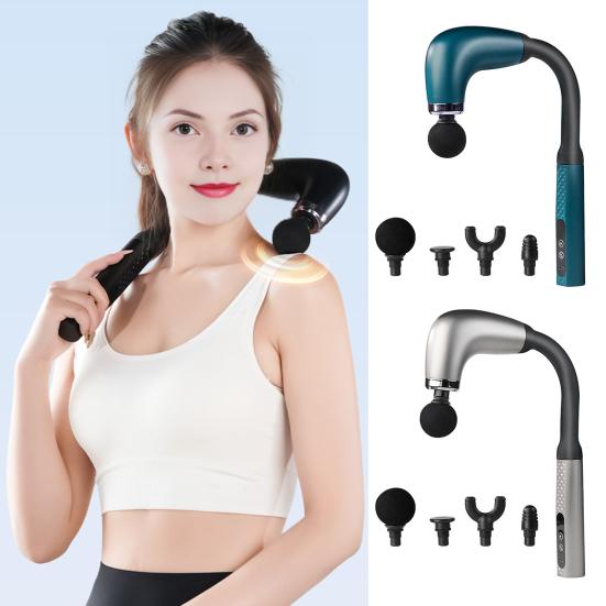 Fascia Massage Hammer with 4 Massage Heads Multiple Modes 9 Intensity Levels Low Noise Ergonomic Grip Massage Hammer Set